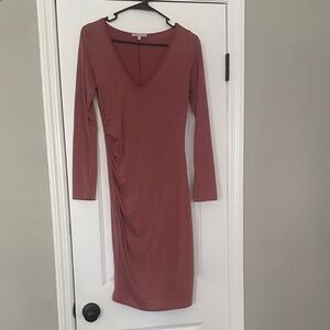 Charlotte Russe Dusty Rose Long Sleeve Dress